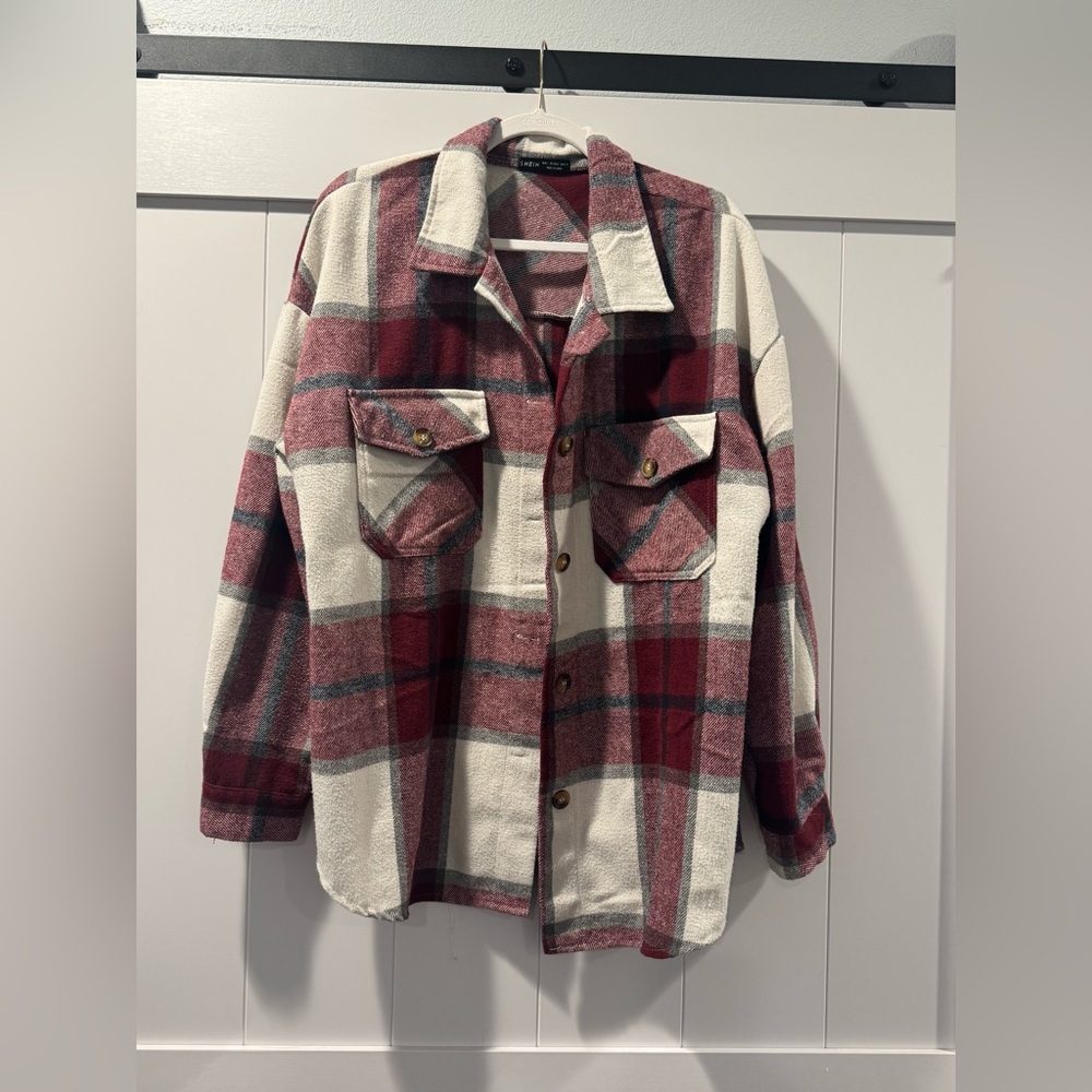 Plaid Oversized Shacket Large 8/10